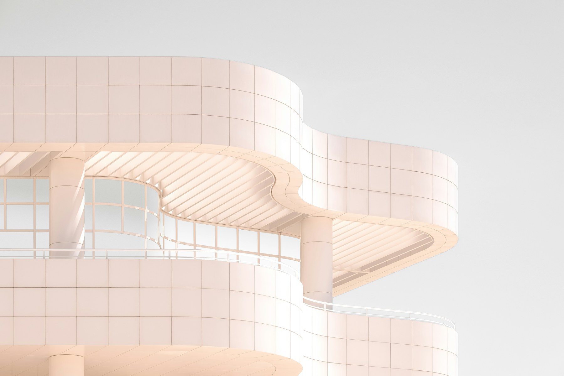 Planos claros e curvas contínuas de uma construção contemporânea